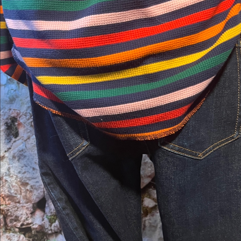 👚 Old Navy Vintage Thermal Waffle Top — Multi Color Striped — Sz XL — NWOT / J - Picture 4 of 5